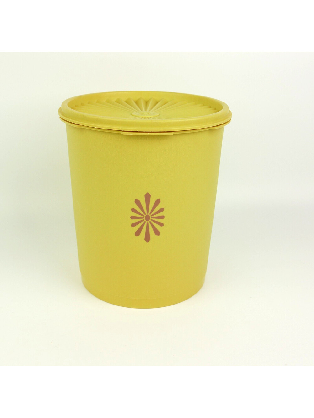 Vintage Tupperware Yellow Servalier Canister 807 Sunburst Lid 12 Cup Harvest Gld